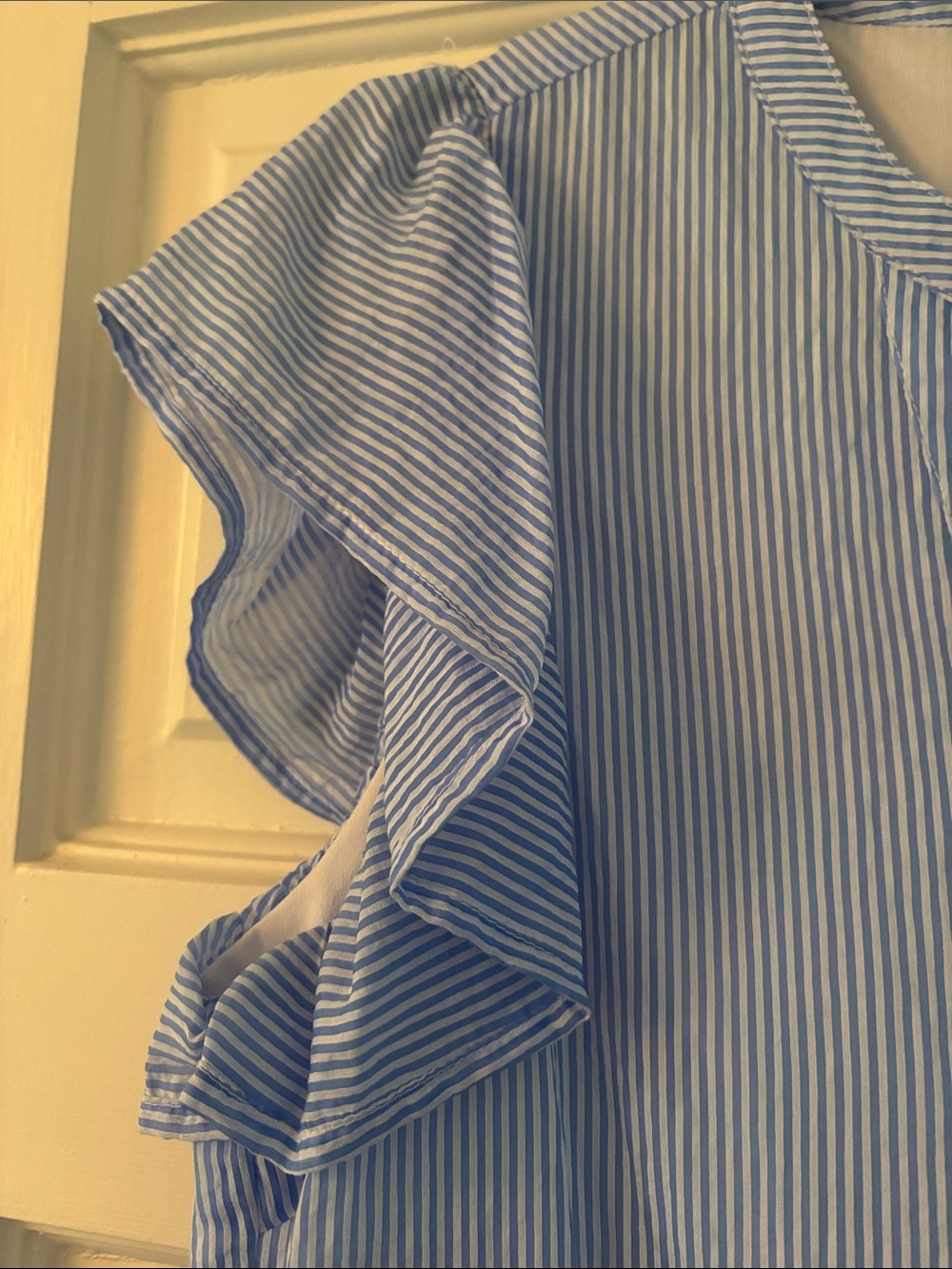 THML Light Blue Striped Tiered Ruffle-Sleeve Dress - Picture 3 of 5